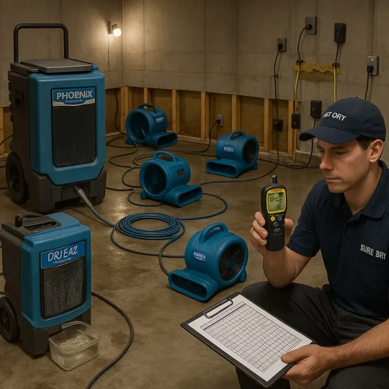 Structural Drying and Dehumidification process in Odem, TX